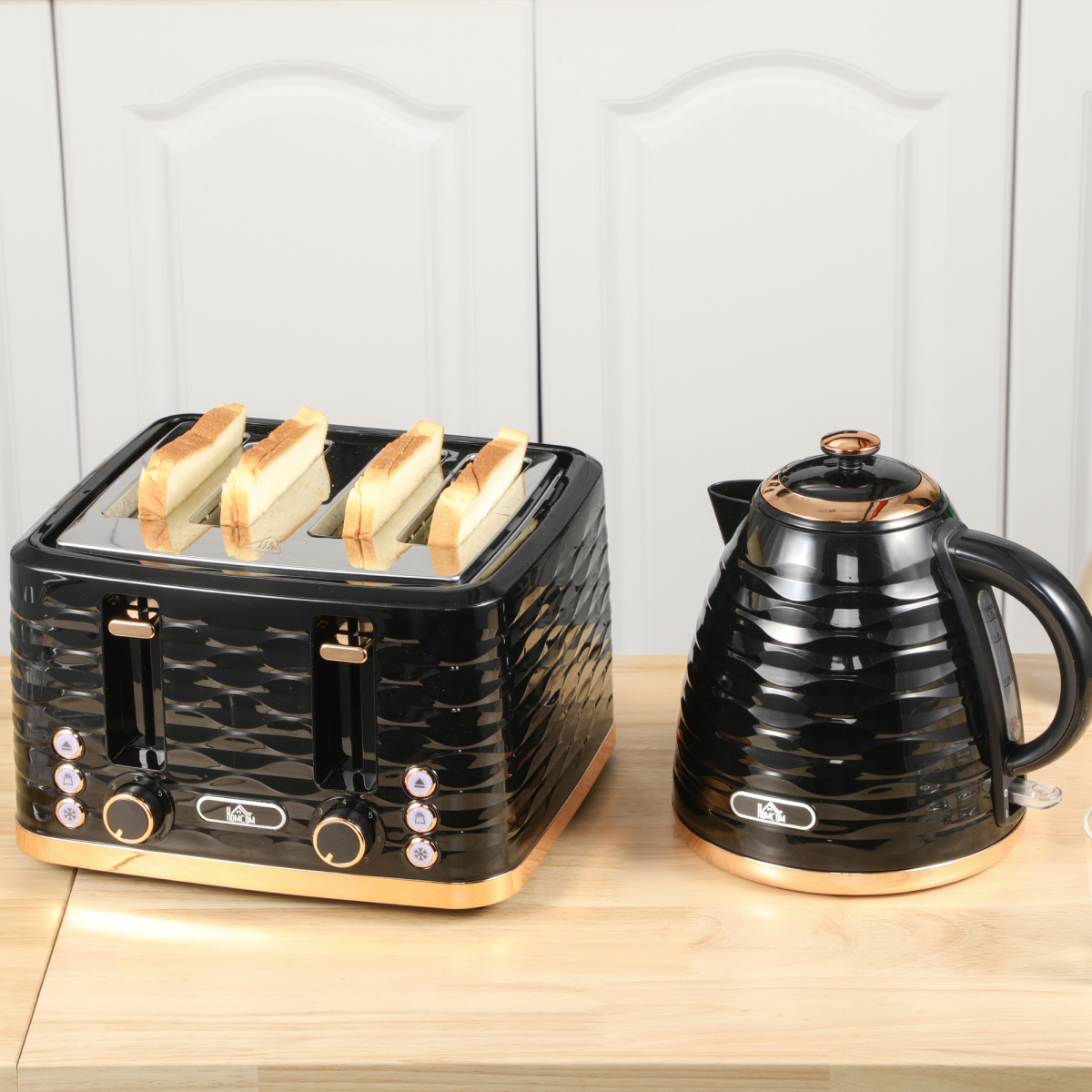 Kettle and Toaster Set 1.7L Rapid Boil Kettle and 4 Slice Toaster Black