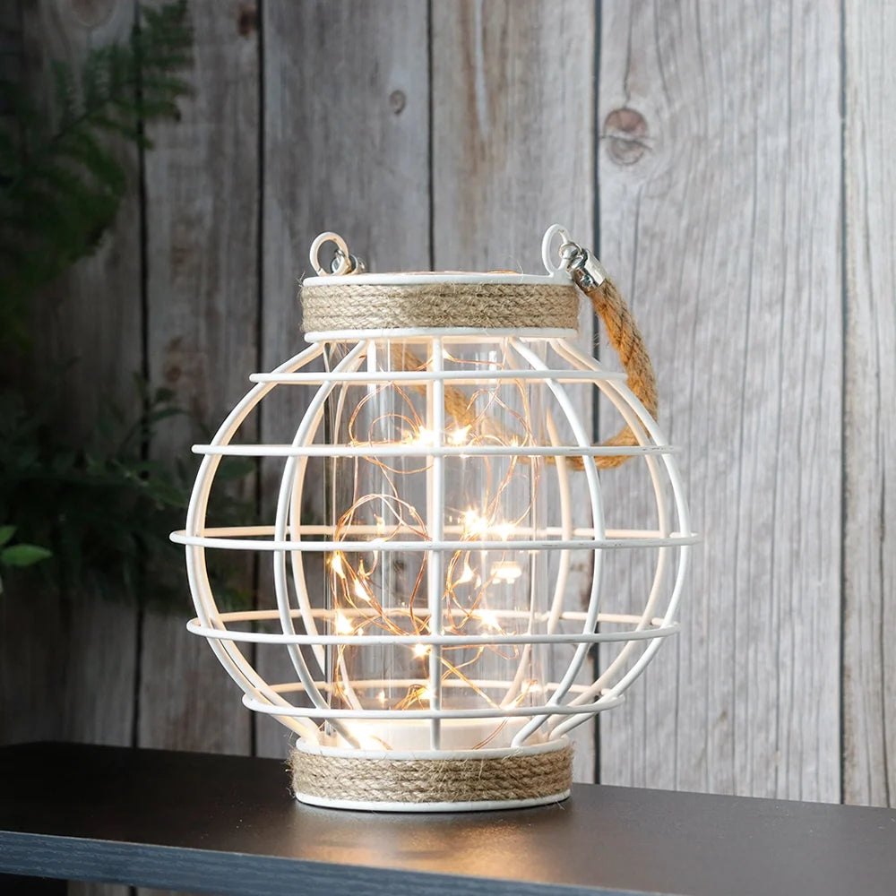 Metal Cage LED Lantern Battery Powered 7.3" Tall White-3