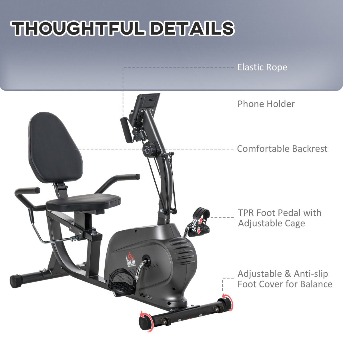 Exercise Training Stationary Cycling Bike with LCD Monitor and Pad Holder