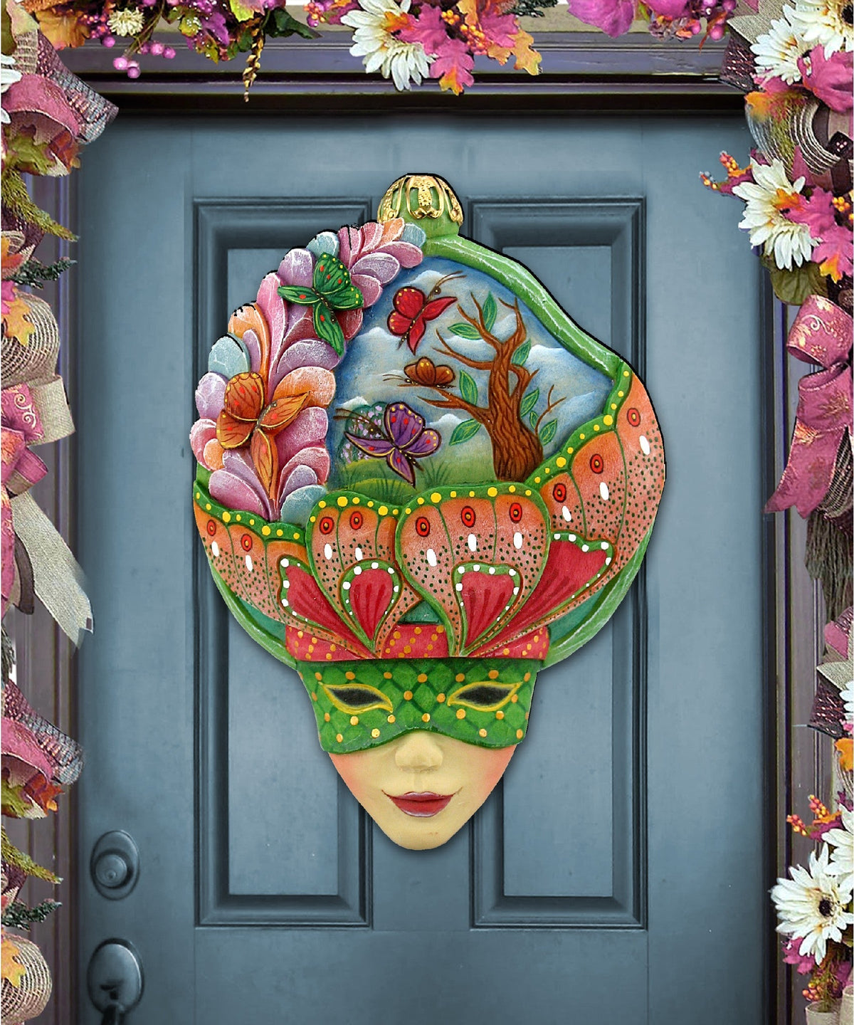Butterfly Mask Halloween Door Decor by G. DeBrekht - Thanksgiving Halloween Decor - 8161037H-3