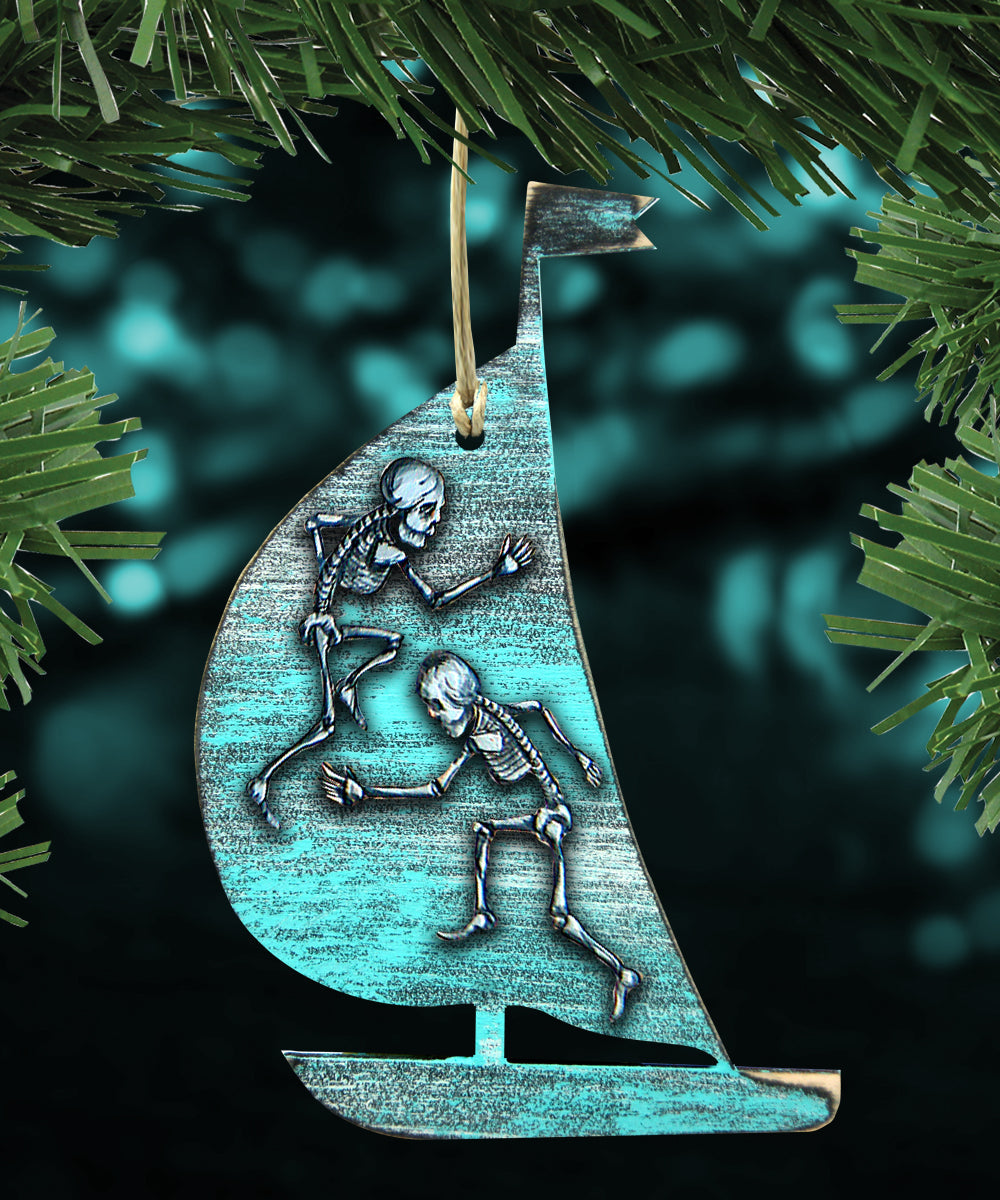 Halloween Skeletons Sailboat Wooden Ornaments - Thanksgiving Halloween Decor - 8199524-2-0