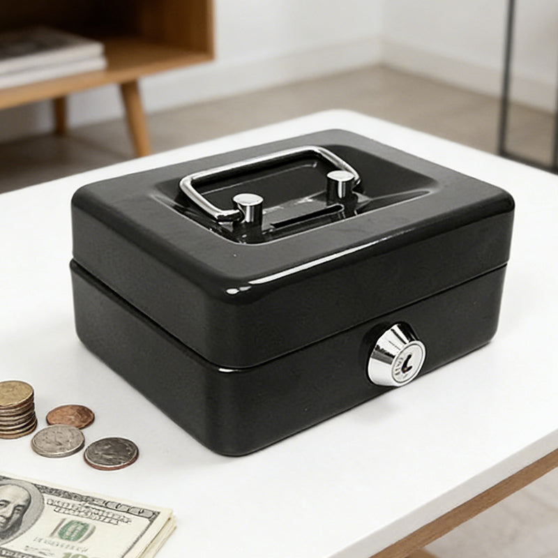 Cash Box 10 Inch with 2 Keys, Lockable Metal Money Box with Coin Tray image 3