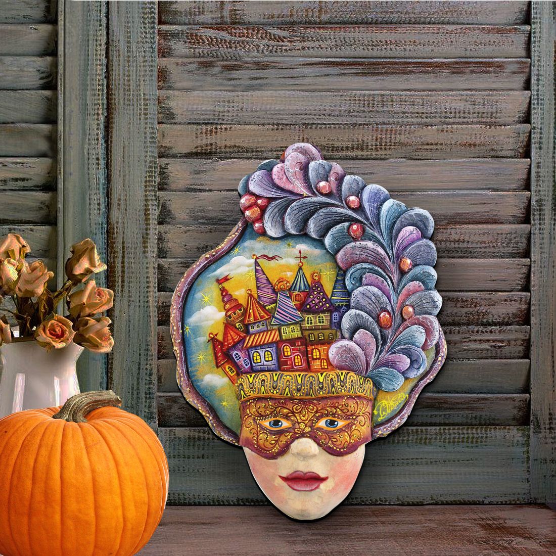 Carnival Mask Halloween  Door Decor by G. DeBrekht - Thanksgiving Halloween Decor - 8161038H-2