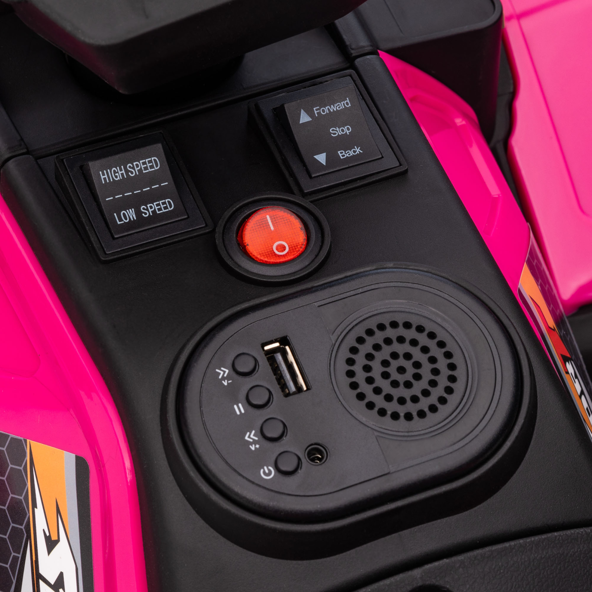 12V Electric Quad Bike for Kids with LED Headlights, Music - Pink