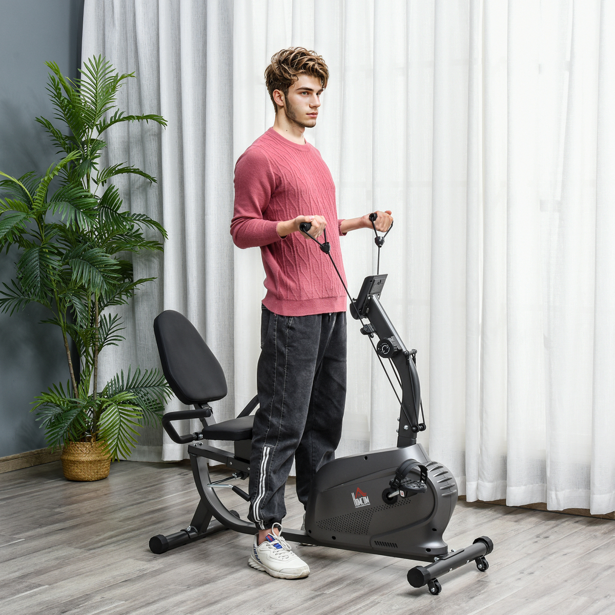 Exercise Training Stationary Cycling Bike with LCD Monitor and Pad Holder
