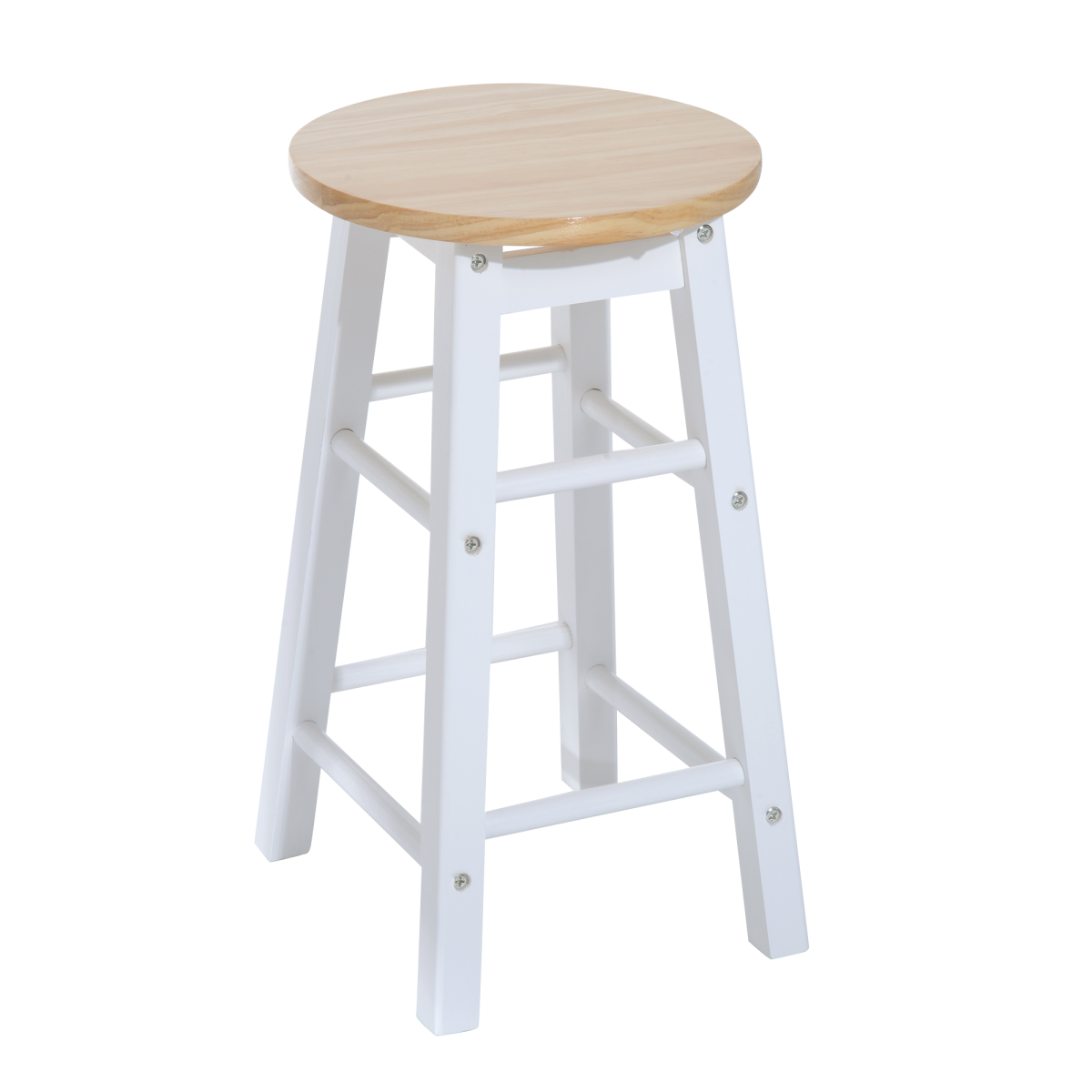 3pc Wooden Kitchen Cart Mobile Rolling Trolley Folding Stools Wheels