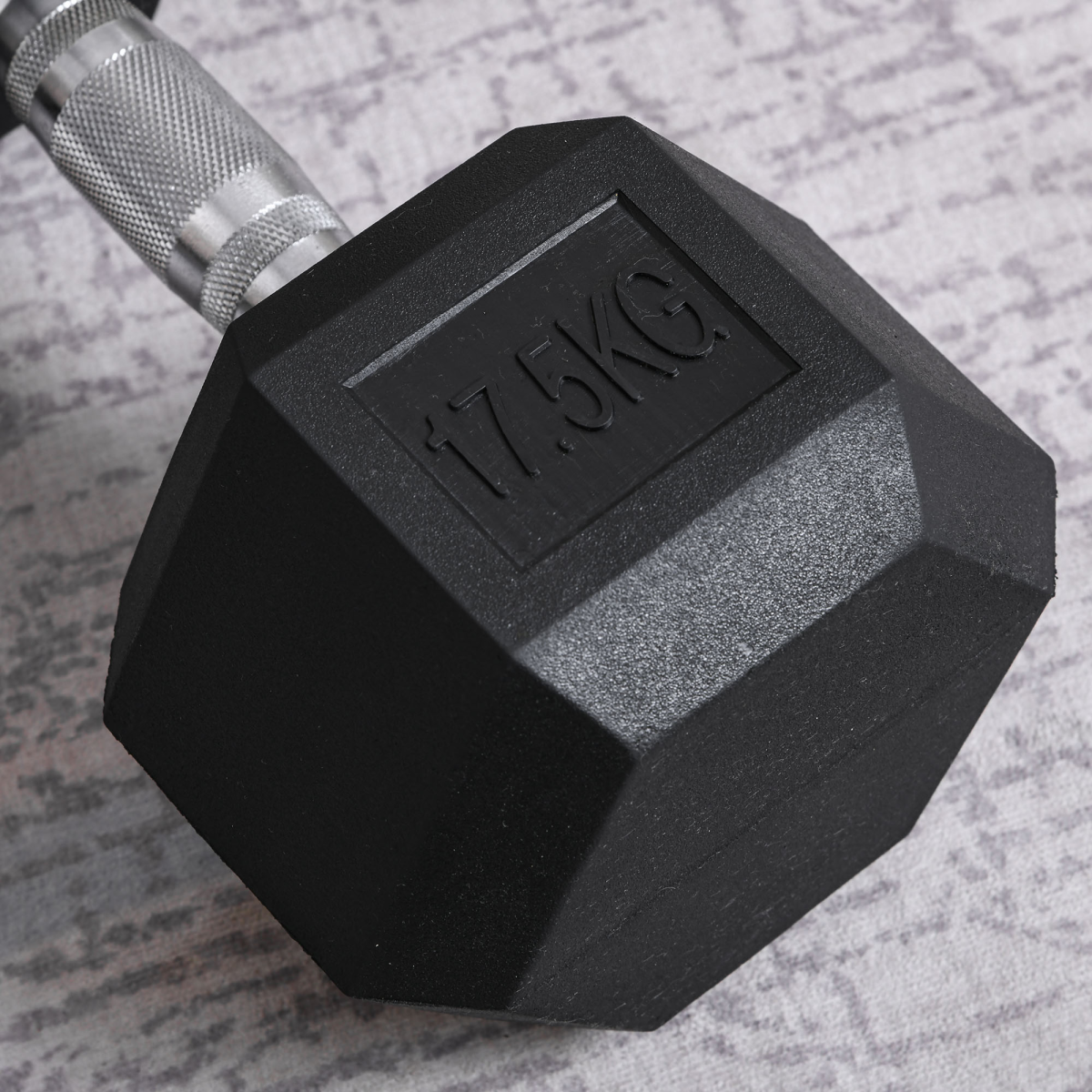17.5KG Single Rubber Hex Dumbbell Portable Hand Weights Home Gym