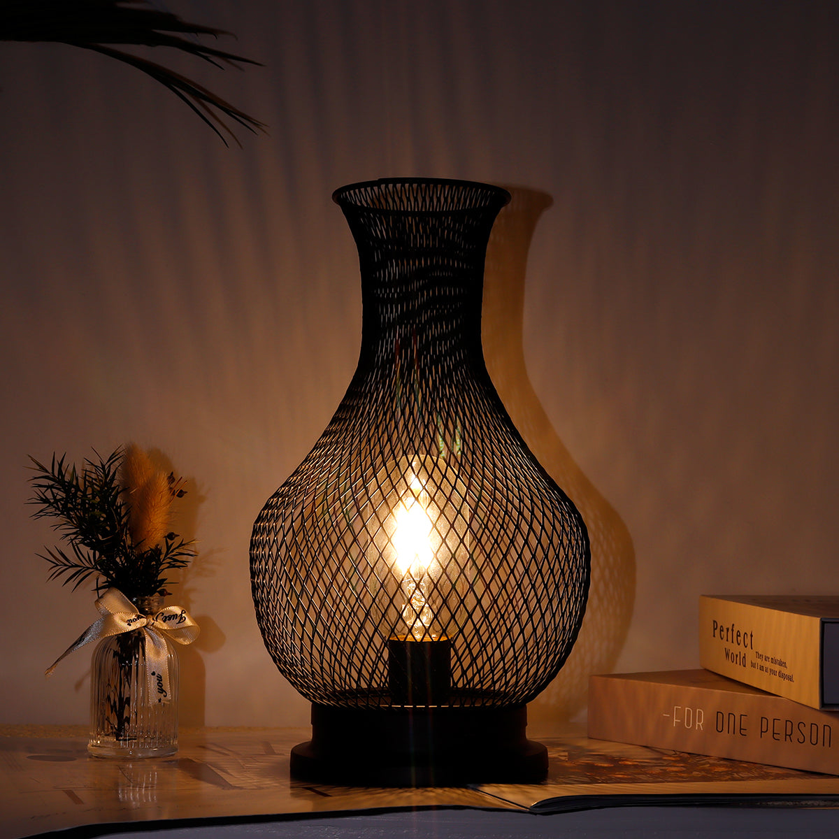 11'' Tall Battery Operated Lamp Cordless Decorative Lamp with LED Edison Bulb-3