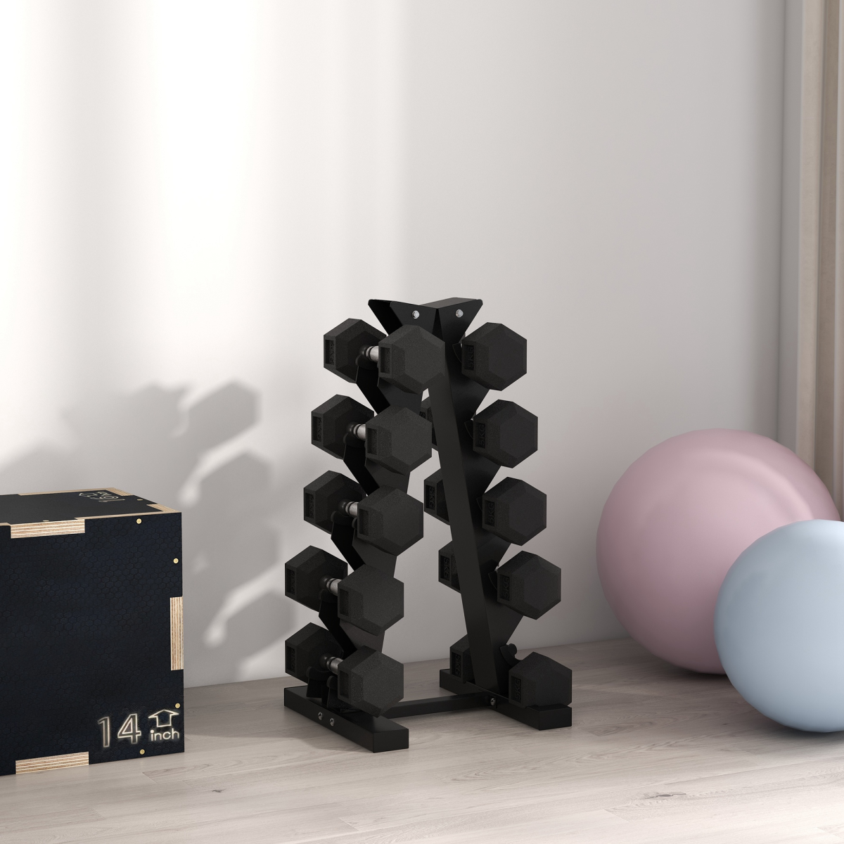 Five-Tier Weight Tree, Steel Dumbbell Rack for Home Gym Exercise