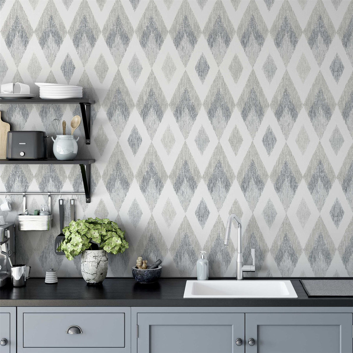 Scandi Diamond Silver Wallpaper image 6