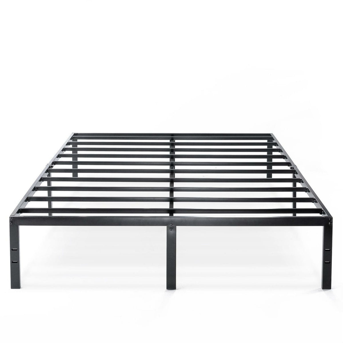 Queen size Sturdy Black Metal Platform Bed Frame with Headboard Attachments-2