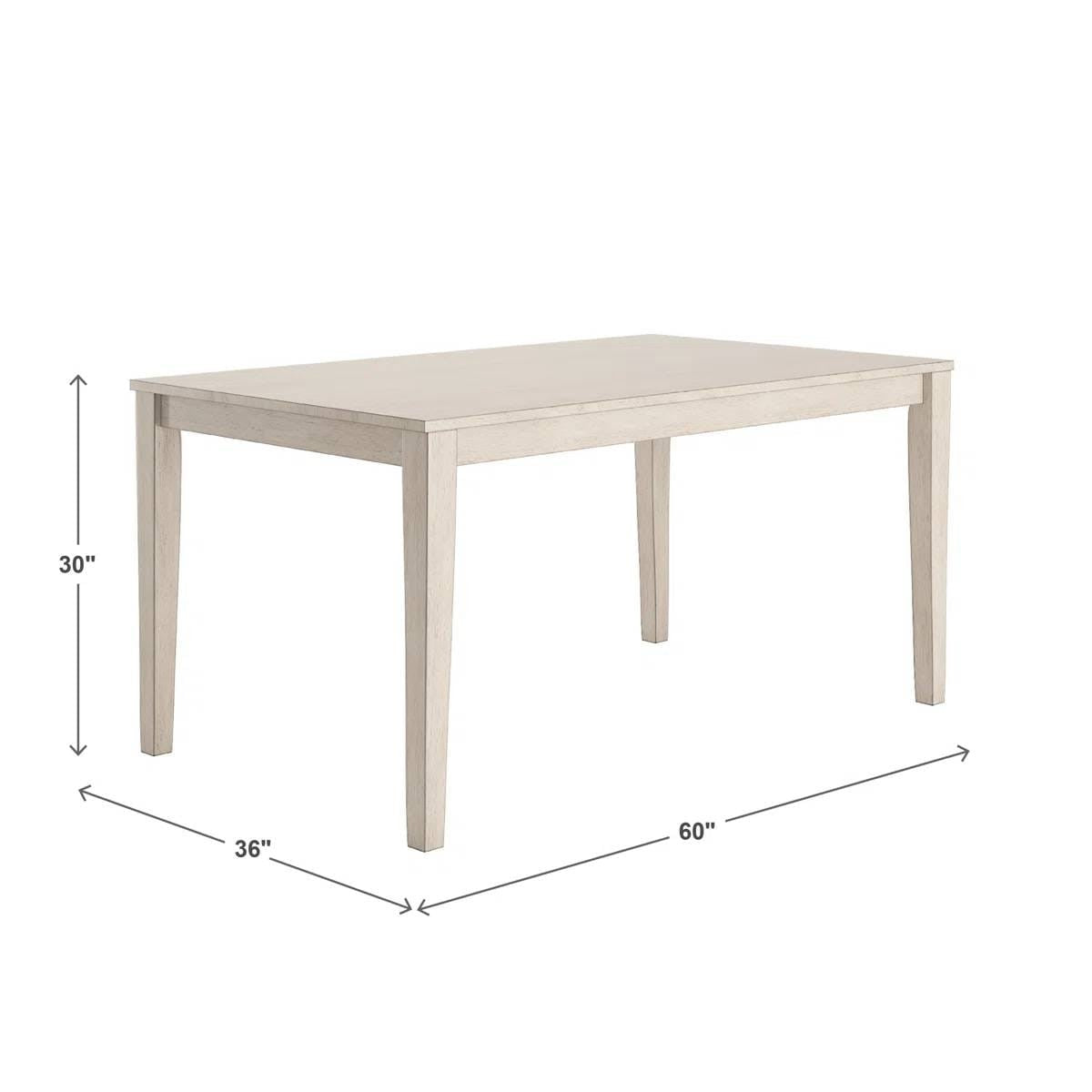 Farmhouse 36 x 60 inch Rectangular Dining Table in Antique White Wood Finish-1