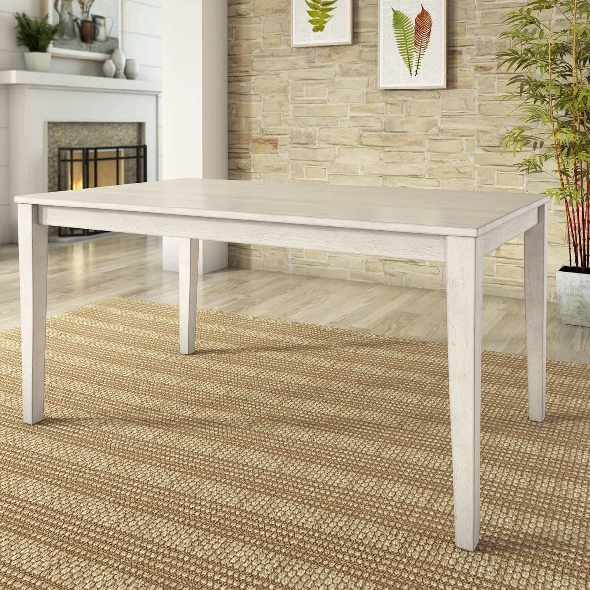 Farmhouse 36 x 60 inch Rectangular Dining Table in Antique White Wood Finish-2