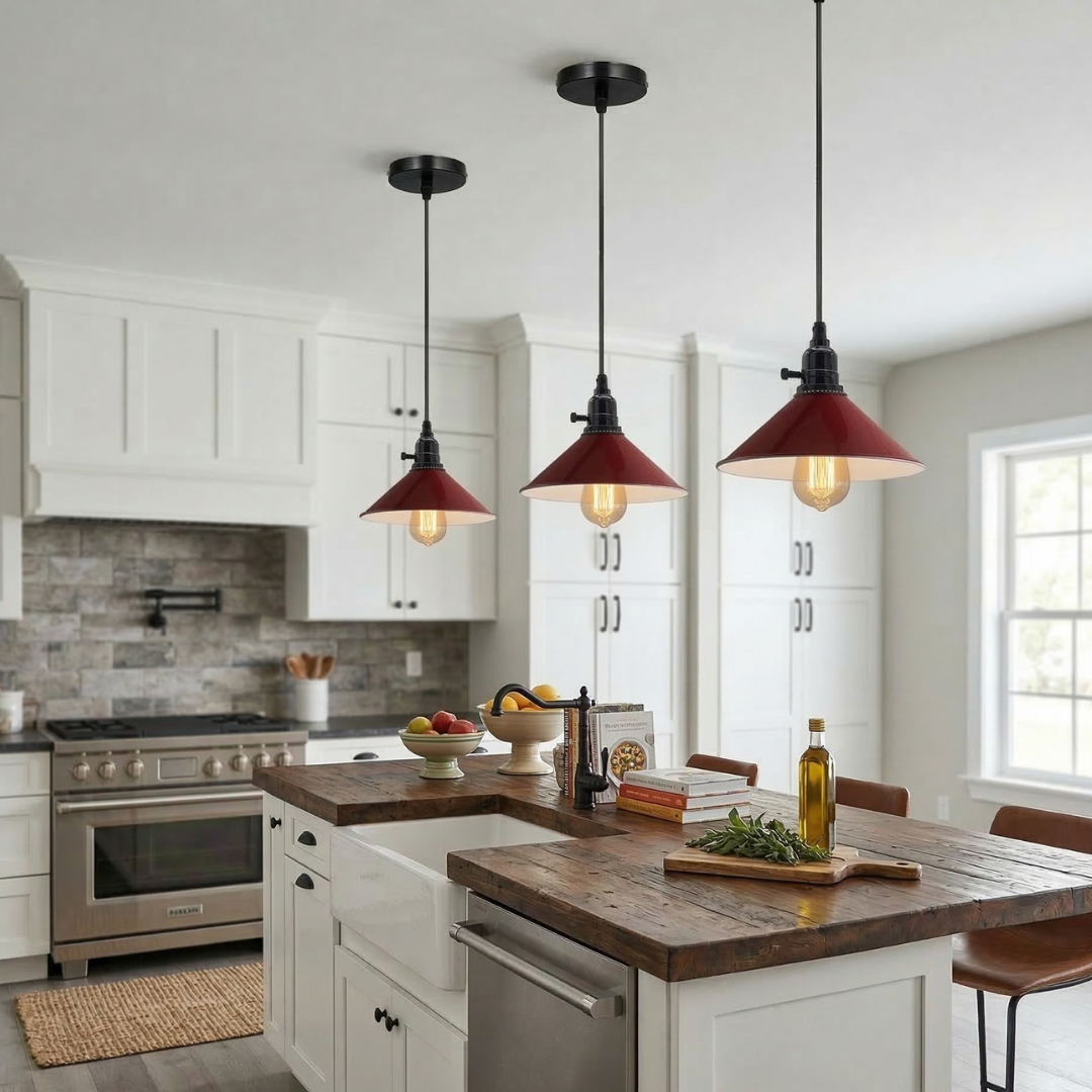 Red Hanging Commercial Light Fixtures E27 ~3173