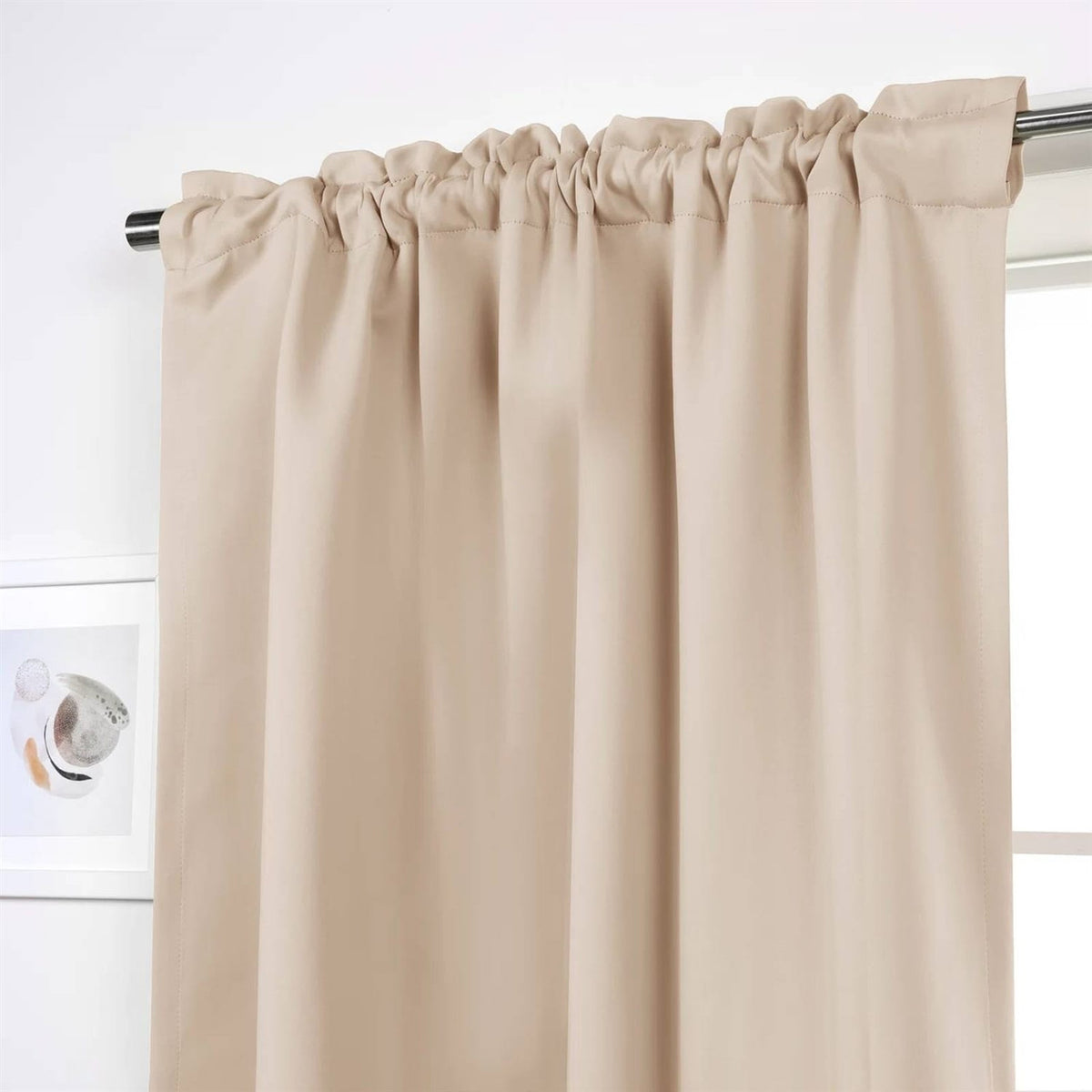 52 x 84 inch Solid Beige Cream Thermal Blackout Curtain Panels - Set of 2-0