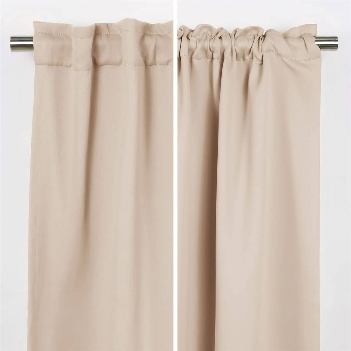 52 x 84 inch Solid Beige Cream Thermal Blackout Curtain Panels - Set of 2-1