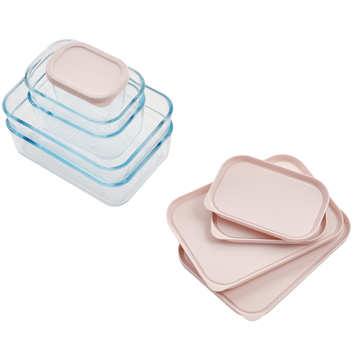 Container Culture 6-Piece Airtight Glass Food Storage Containers with Lids, 3 x 10.5oz - Berry Blush-2