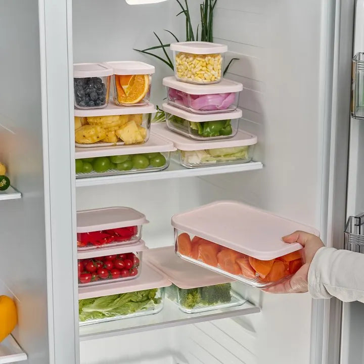 Container Culture 8-Piece Airtight Glass Food Storage Set with Lids, 40.57oz & 57.5oz Mixed Sizes - Berry Blush