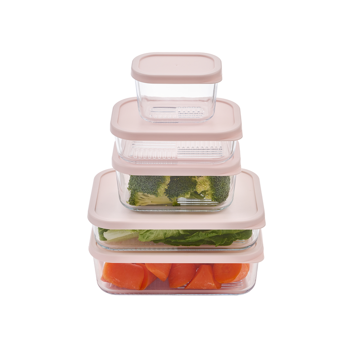 Container Culture 4-Piece Airtight Glass Food Storage Containers with Lids, 2 x 57.5oz - Berry Blush-2