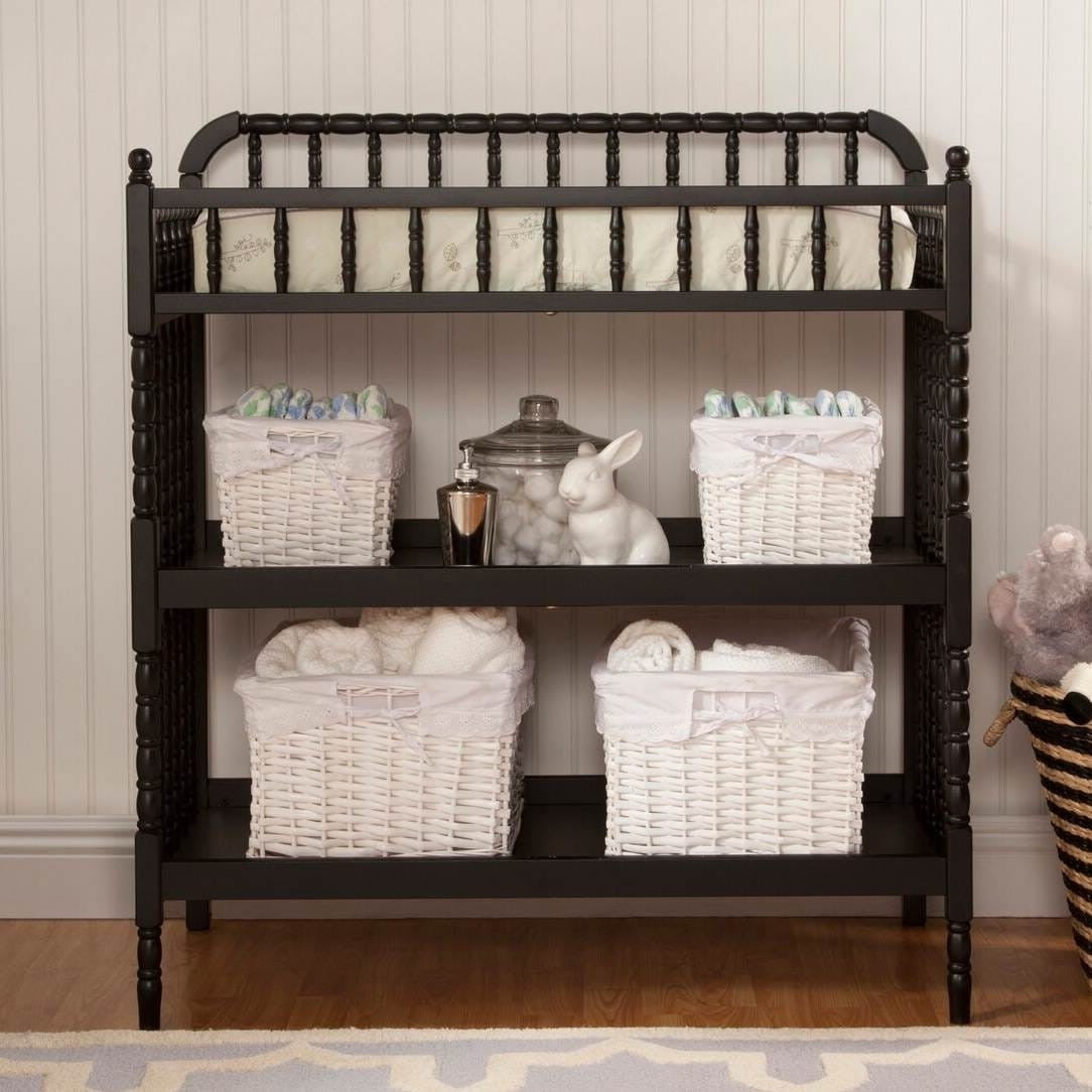 Changing Table in Black Wood Finish with 1-inch Waterproof Changing Pad-0