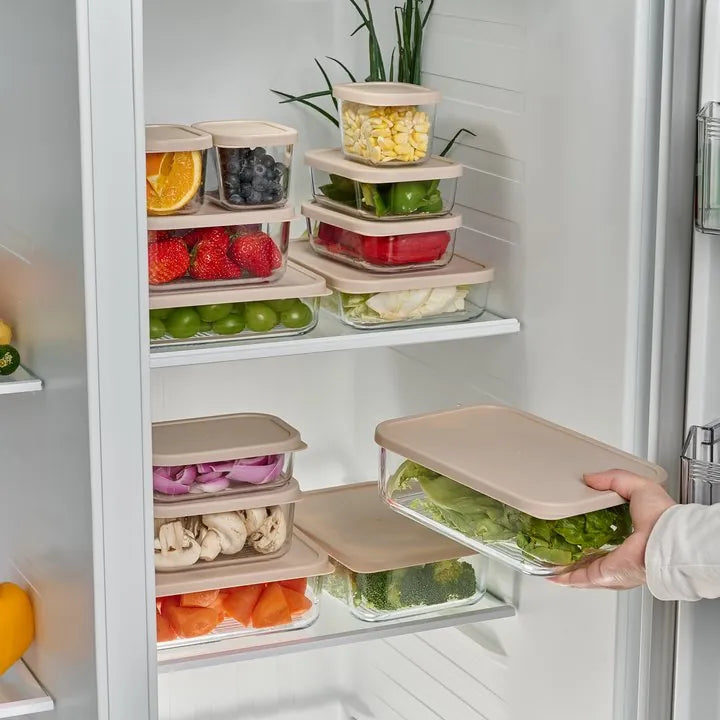 Container Culture 12-Piece Airtight Glass Food Storage Containers with Lids, 6 x 25.4oz - Cashew Cream-2