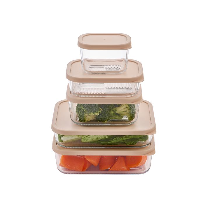 Container Culture 4-Piece Airtight Glass Food Storage Containers with Lids, 2 x 57.5oz - Cashew Cream-3