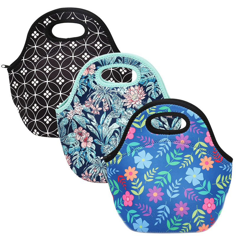 Brentwood Insulated Neoprene Womens Lunch Bags, 3 Piece Set-0