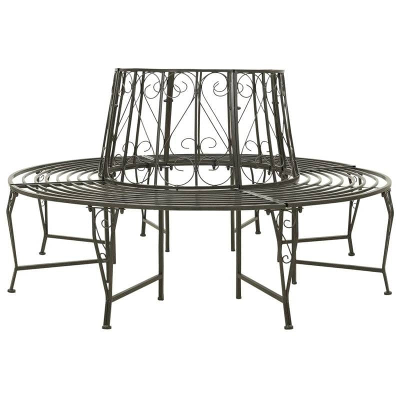 Roundabout Circular Outdoor Garden Tree Bench in Heavy Duty Grey Steel-0