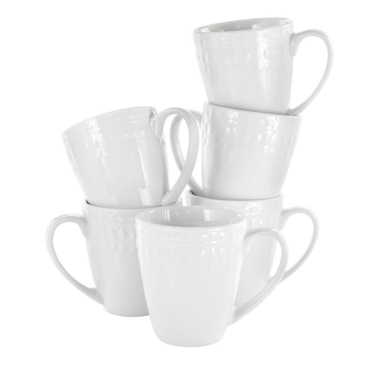 Elama Cara 6 Piece 10 Ounce Porcelain Cup Set in White-0
