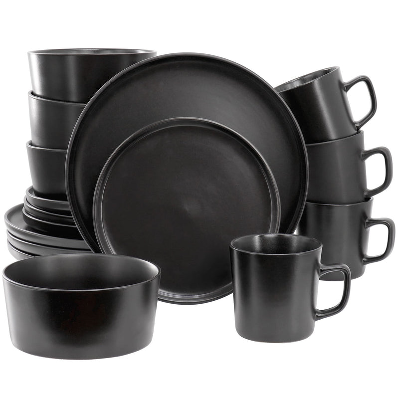 Elama Luxmatte Black 16 Piece Dinnerware Set-0