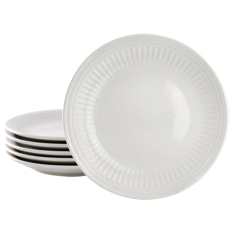 Elama Hansel 6 Piece Embossed Arch Stoneware Salad Plate Set in White