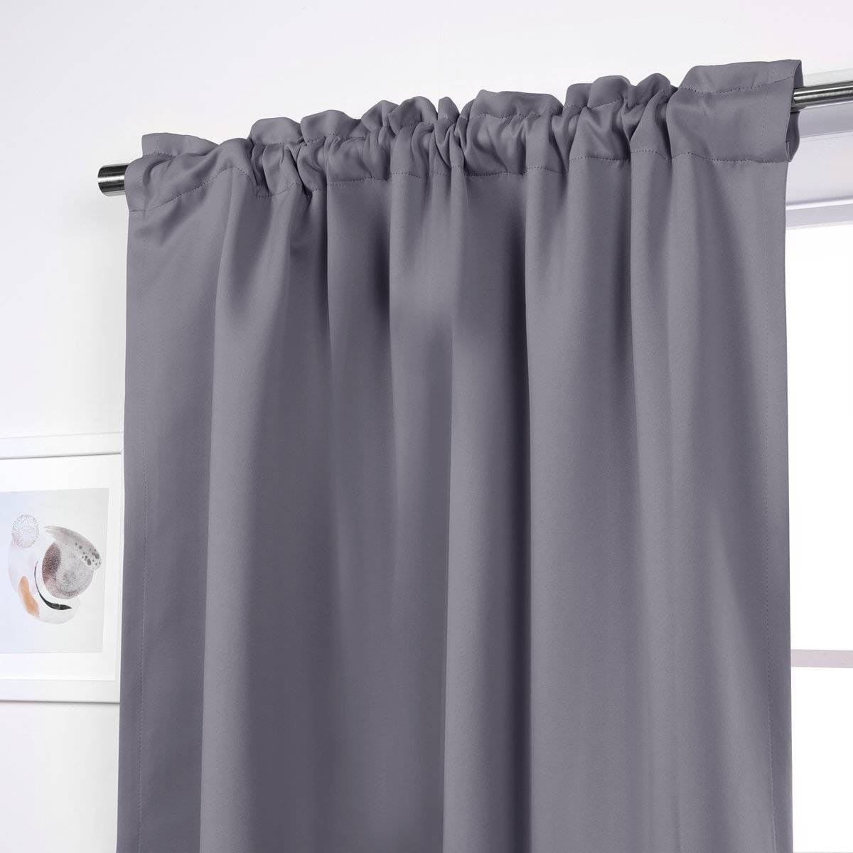 52 x 54 inch Solid Grey Thermal Blackout Curtain Panels - Set of 2