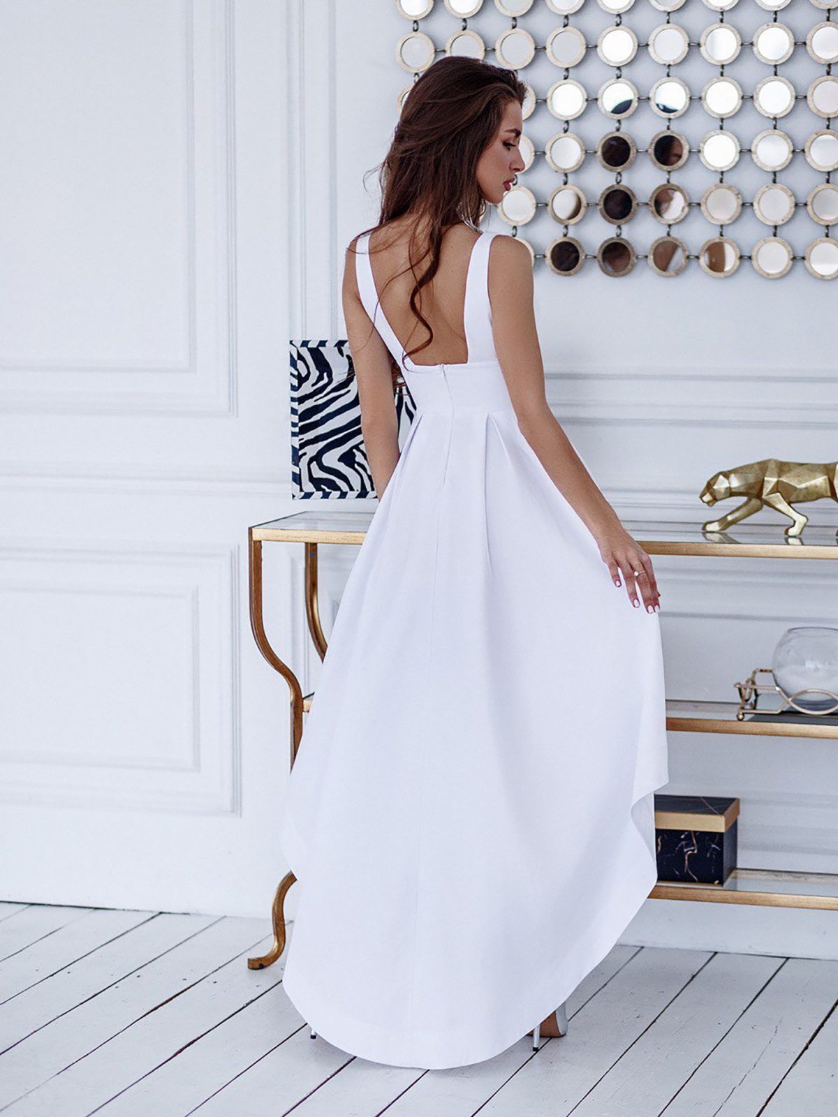 white high low dress