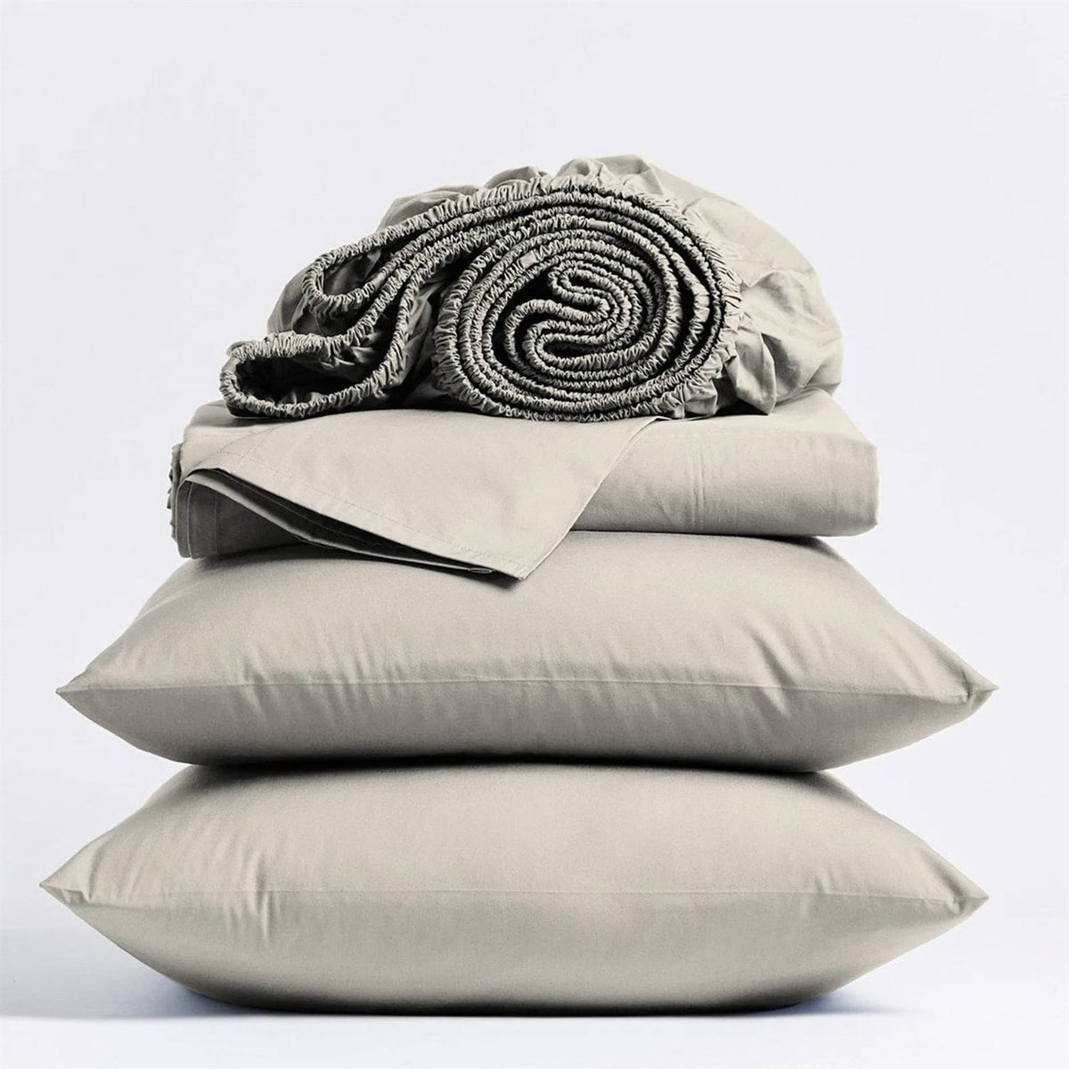 Twin Ivory Beige Off-White Cream 100-Percent Certified Organic Cotton Sheet Set-2