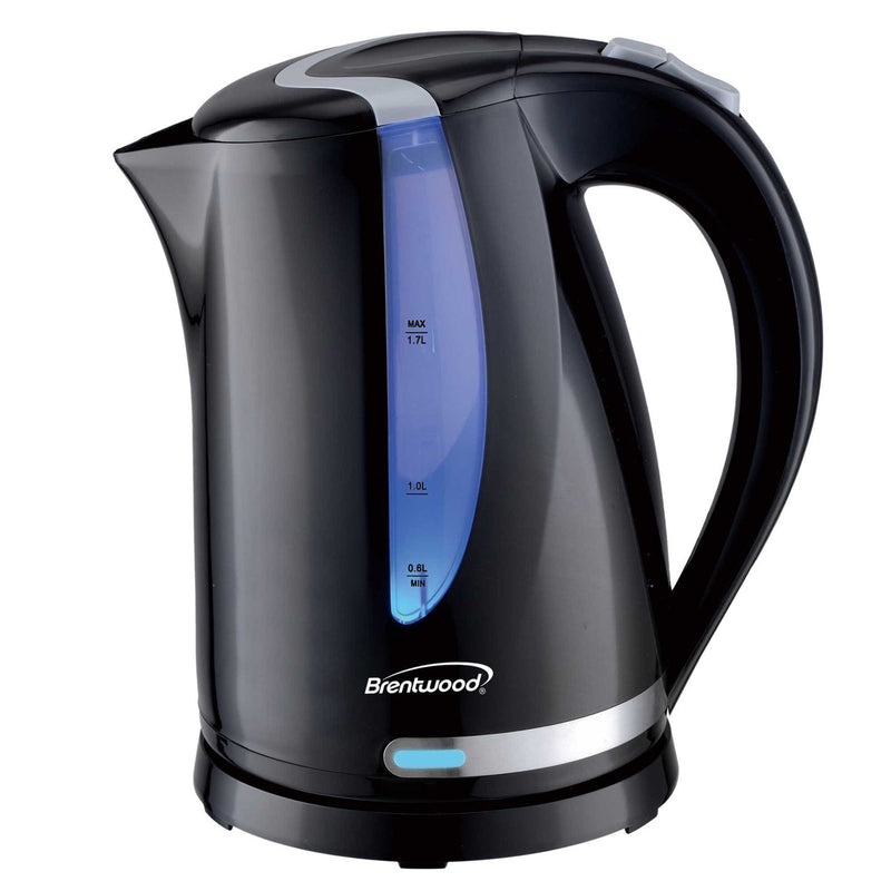 Brentwood 1.7L 1100W 360 Cordless Electric Kettle in Black with Concealed Stainless Steel Heating E-0