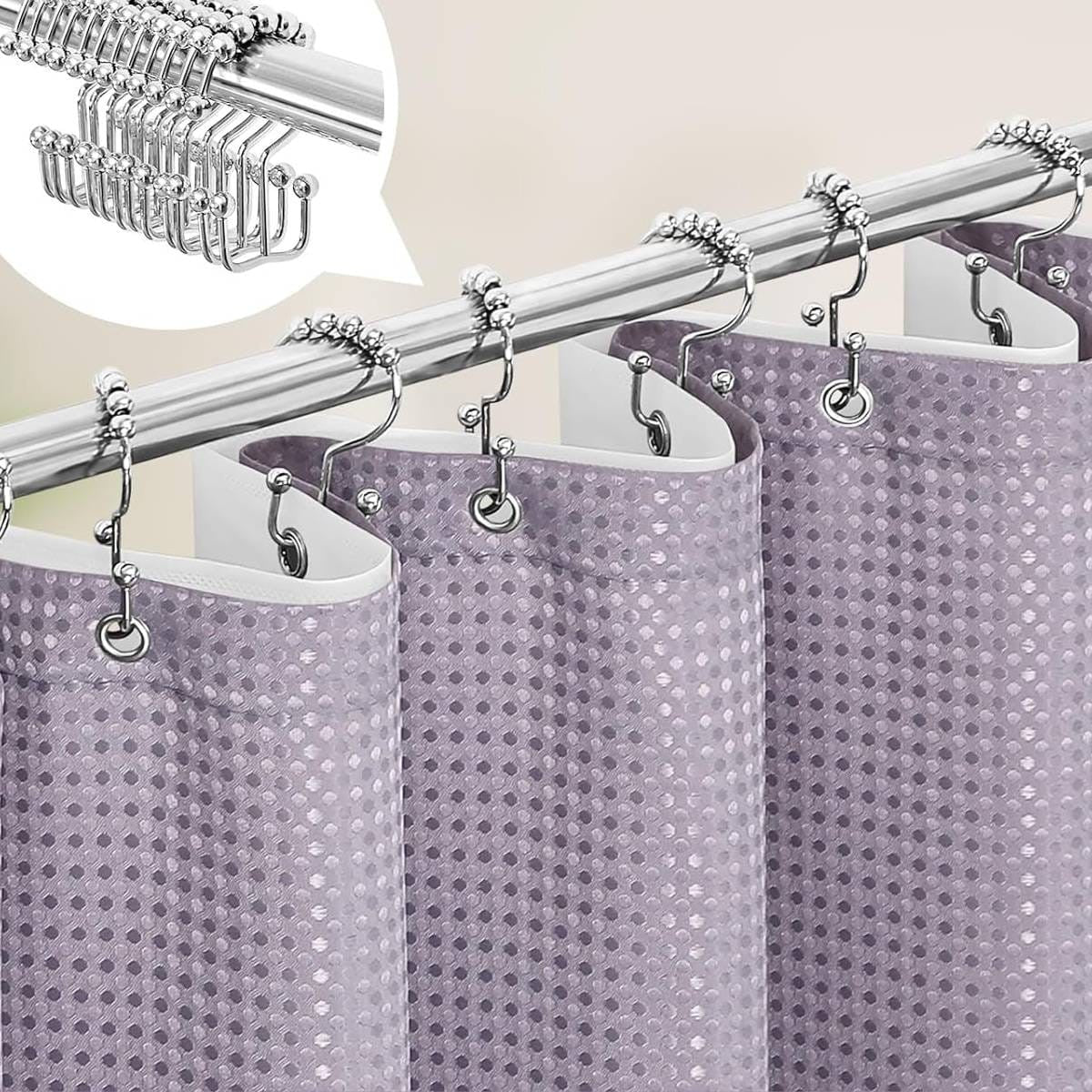72"W x 72"H Lavender Waffle Textured Shower Curtain Set with Liner-1