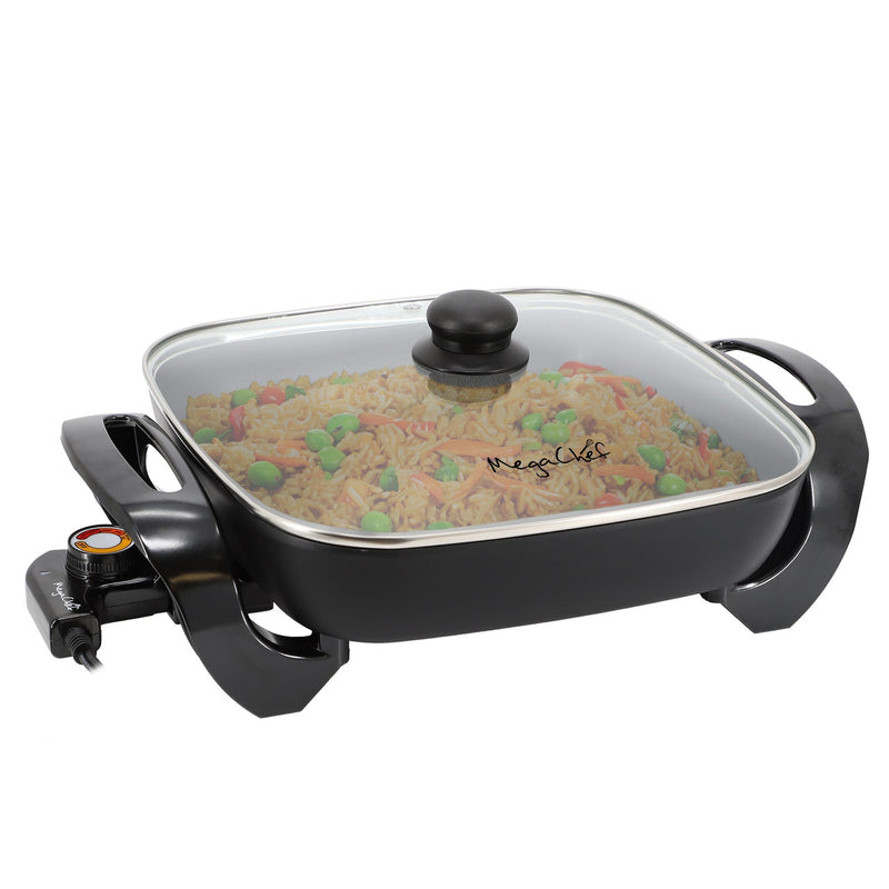 MegaChef 11.81 Inch Electric Skillet with Non-Stick Coating in Black-0