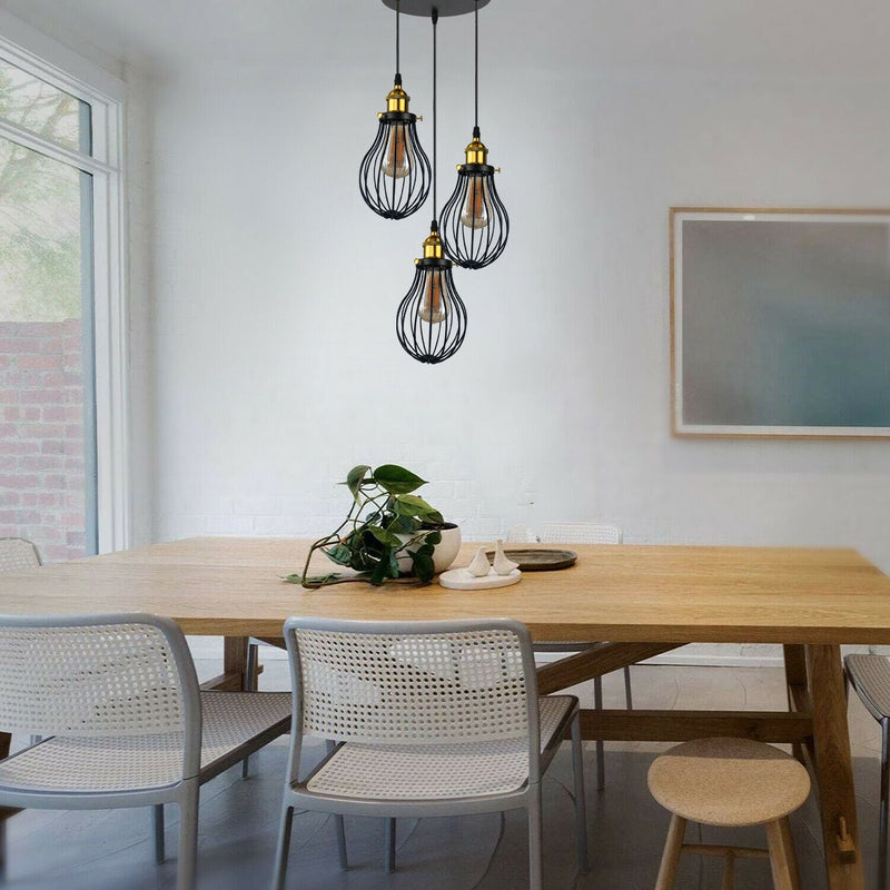 Industrial 3 heads Black hanging Pendant Ceiling Light Cover Decorative Cage light fixture~3445
