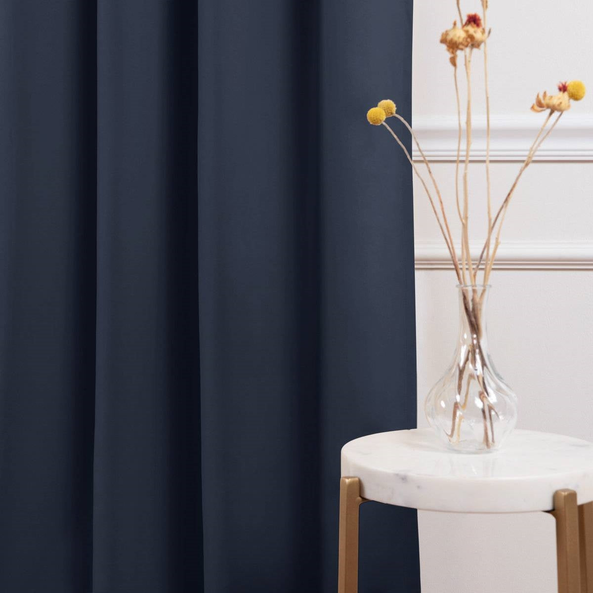 52 x 102 inch Solid Navy Blue Thermal Blackout Curtain Panels - Set of 2