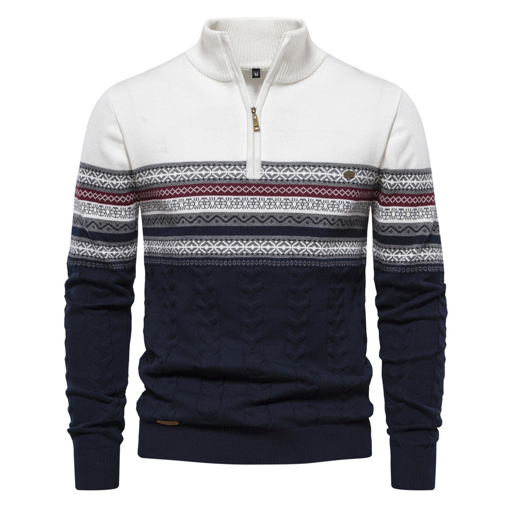 2024 Fall/Winter New Arrival: Trendy Stand-Collar Men's Sweater with Half-Zip, High-Quality Knit, Versatile Men's Apparel