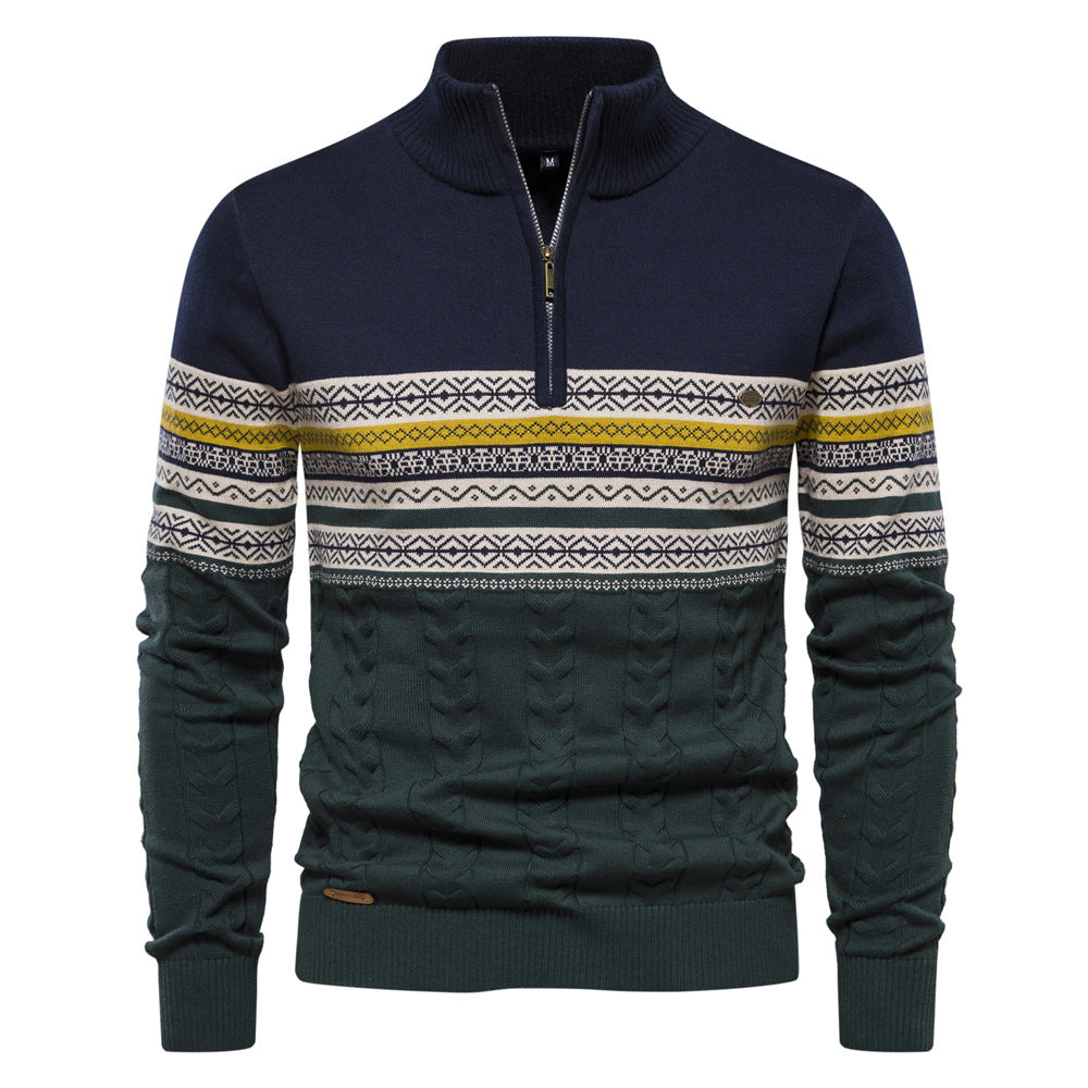 2024 Fall/Winter New Arrival: Trendy Stand-Collar Men's Sweater with Half-Zip, High-Quality Knit, Versatile Men's Apparel