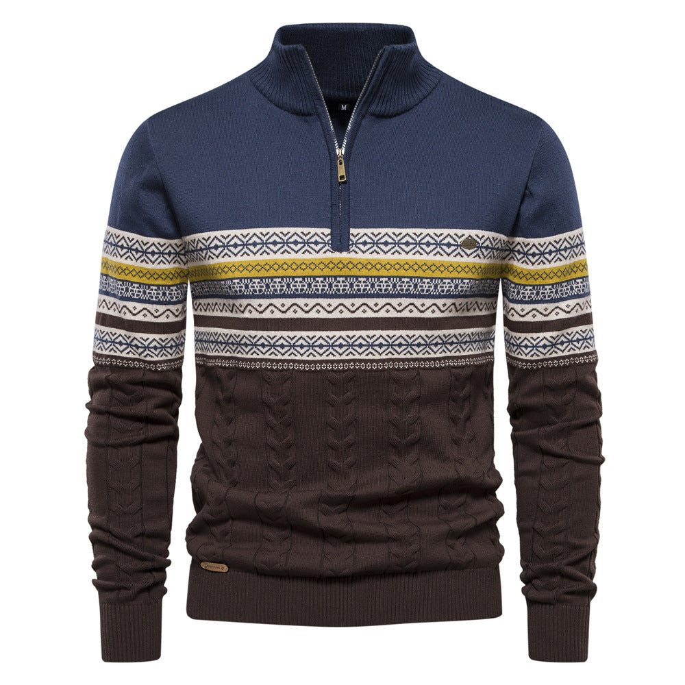 2024 Fall/Winter New Arrival: Trendy Stand-Collar Men's Sweater with Half-Zip, High-Quality Knit, Versatile Men's Apparel