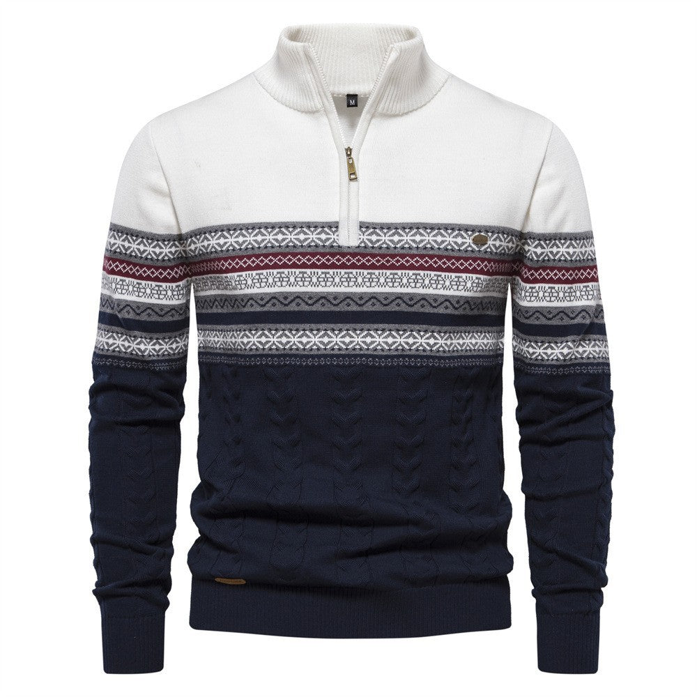 2024 Fall/Winter New Arrival: Trendy Stand-Collar Men's Sweater with Half-Zip, High-Quality Knit, Versatile Men's Apparel
