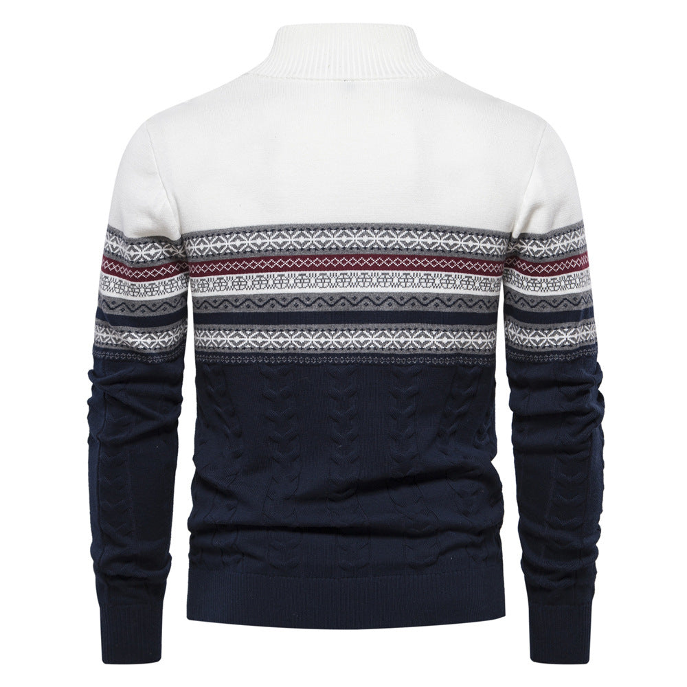 2024 Fall/Winter New Arrival: Trendy Stand-Collar Men's Sweater with Half-Zip, High-Quality Knit, Versatile Men's Apparel