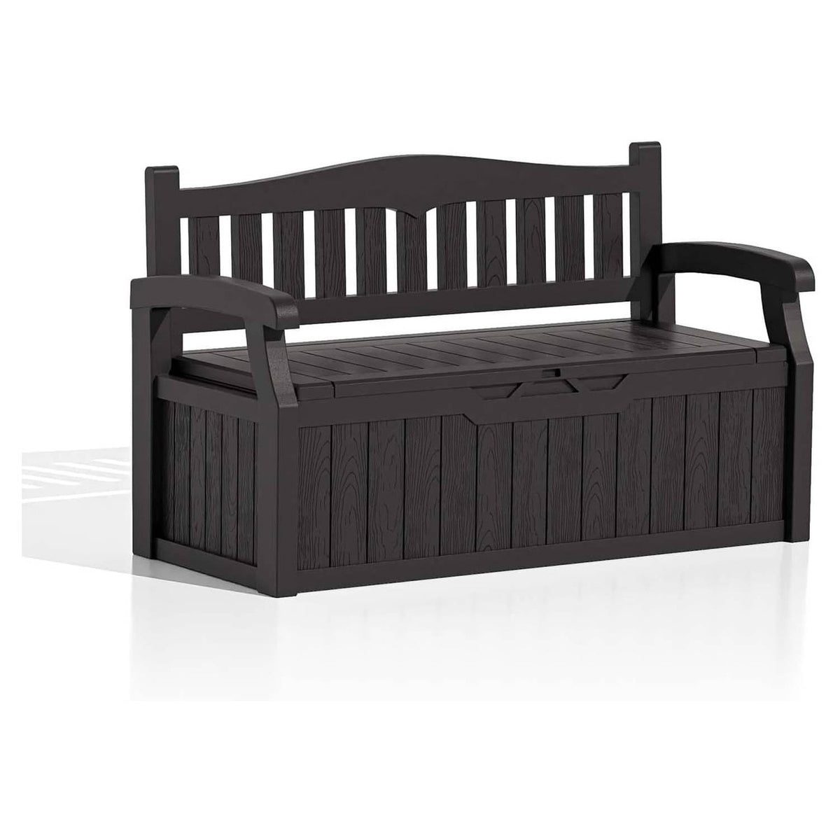 Heavy Duty Black Plastic Outdoor Storage Garden Bench Patio Deck Box-2