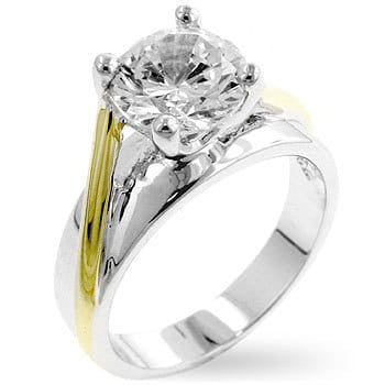 Two-tone Finish Solitaire Engagement Ring-0