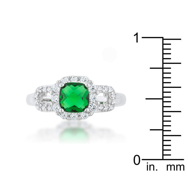 Liz 1.1ct Emerald CZ Rhodium Classic Ring-1
