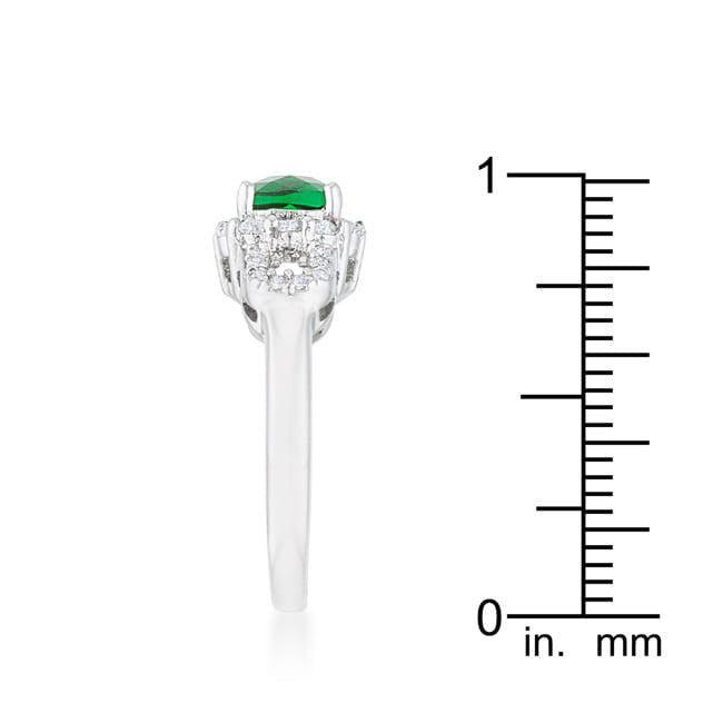 Liz 1.1ct Emerald CZ Rhodium Classic Ring-2