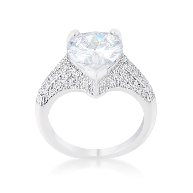 Rhyne 5.8ct CZ Rhodium Pear Cocktail Ring-0