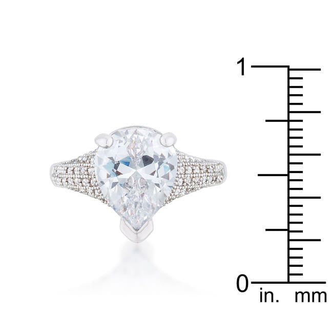 Rhyne 5.8ct CZ Rhodium Pear Cocktail Ring-1